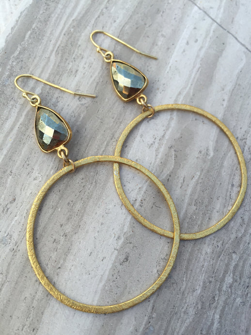 Pyrite Brushed Hoop Earrings