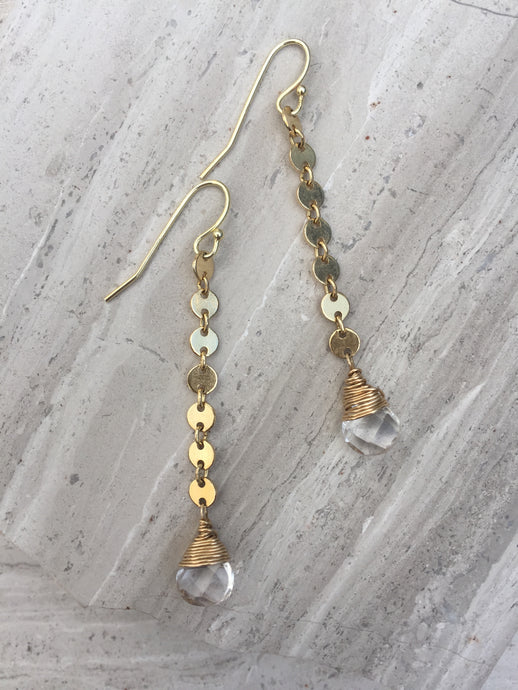 Quartz Crystal Flash Earrings gold