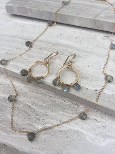 Coiled Hoop Wreath Earrings— Labradorite necklace