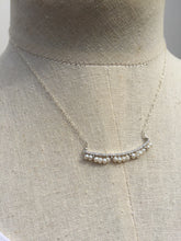 CZ bar and Freshwater pearl Necklace silver