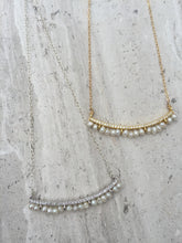 CZ bar and Freshwater pearl Necklaces, gold and silver