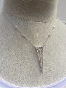 CZ Art Deco Triangle Necklace silver