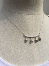CZ bar and Labradorite dangles Necklace silver