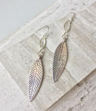 Silver Link & Feather charm Earrings