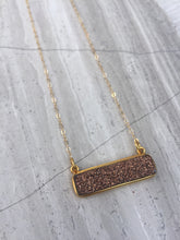 Druzy bar necklace, gold, dusty rose