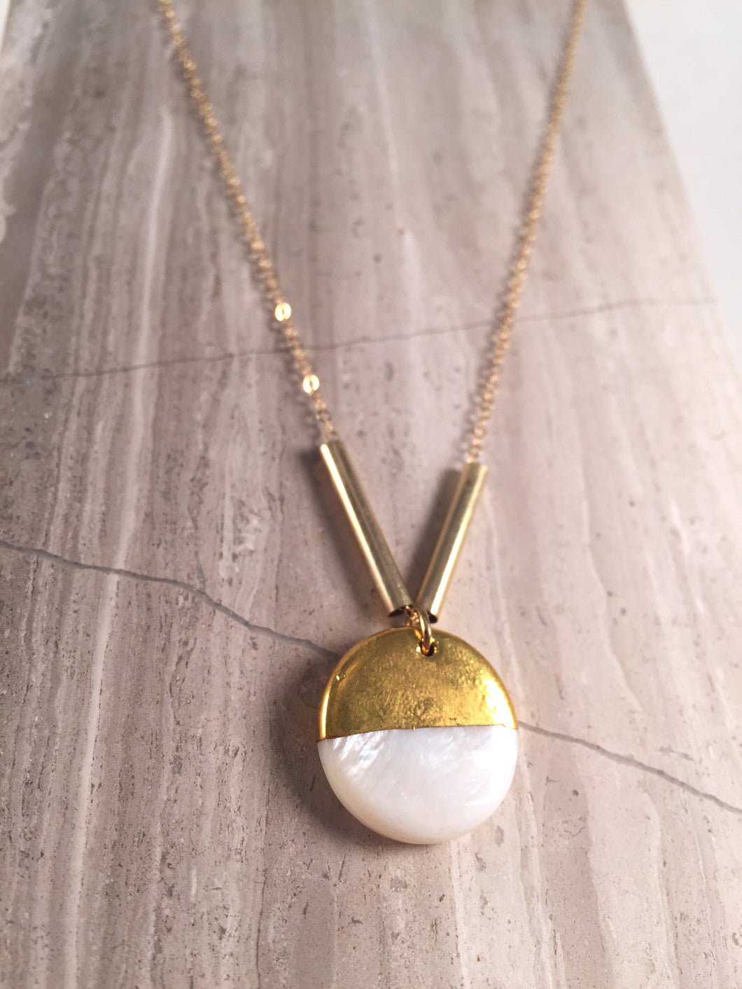 Gold Dip Mother of Pearl Necklace
