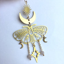 Sun Moon Butterfly — long Gold Earrings