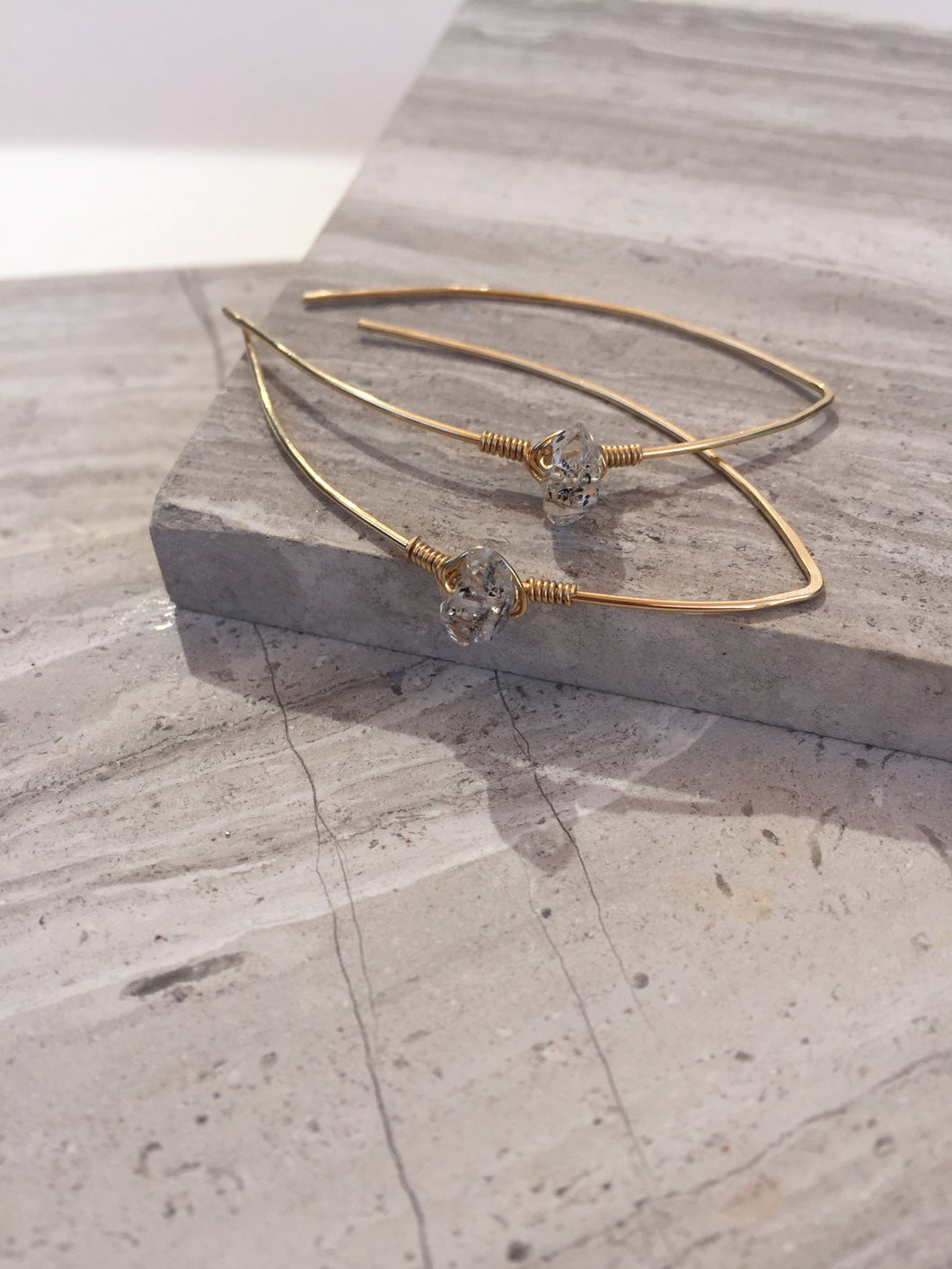 Threader Earrings — Herkimer Diamond