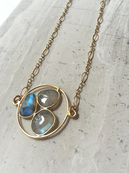 Labradorite gemstone necklace gold