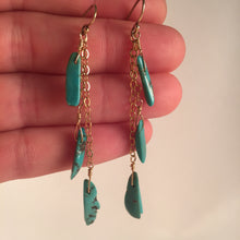 Turquoise waterfall earrings, gold