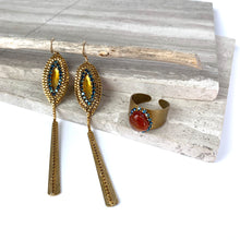 Vintage Amber glass Long Chain Earrings, JPeace Designs